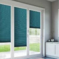 Blue shutters on screen doors