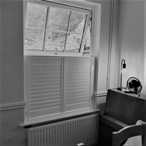 white cafe style shutters