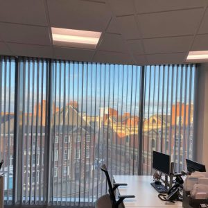 commercial blinds, vertical blinds in an office