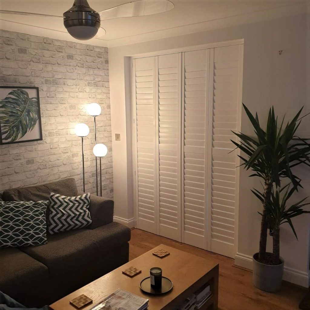 closed full height shutters in white