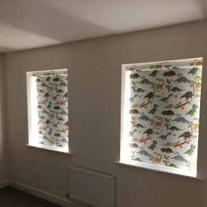 dinosaur roller blinds in child's room