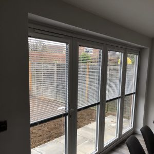 bi-fold door blinds, Venetian blinds half closed