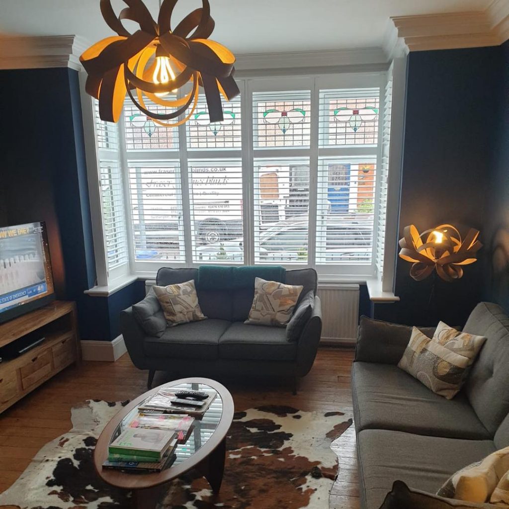 plantation shutters in modern living room