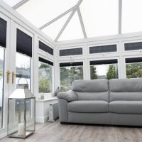 Dark grey conservatory blinds