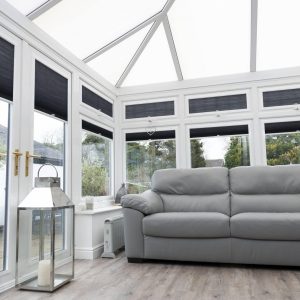Dark grey conservatory blinds