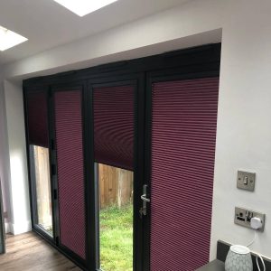 pleated perfect fit blinds on bifold door