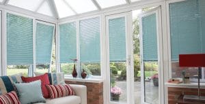 Teal conservatory blinds Stratford-upon-Avon