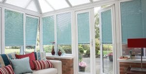 Light blue conservatory blinds in Rugby