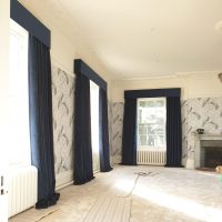 full length dark blue curtains