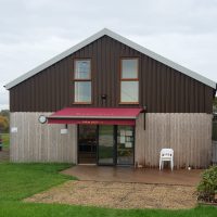Barnowl Farm Shop awning installation by Fraser James Blinds in Northamptonshire