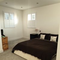 White bedroom shutters by Fraser James Blinds in Northampton