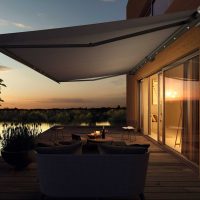 sunset cocktails under the awning