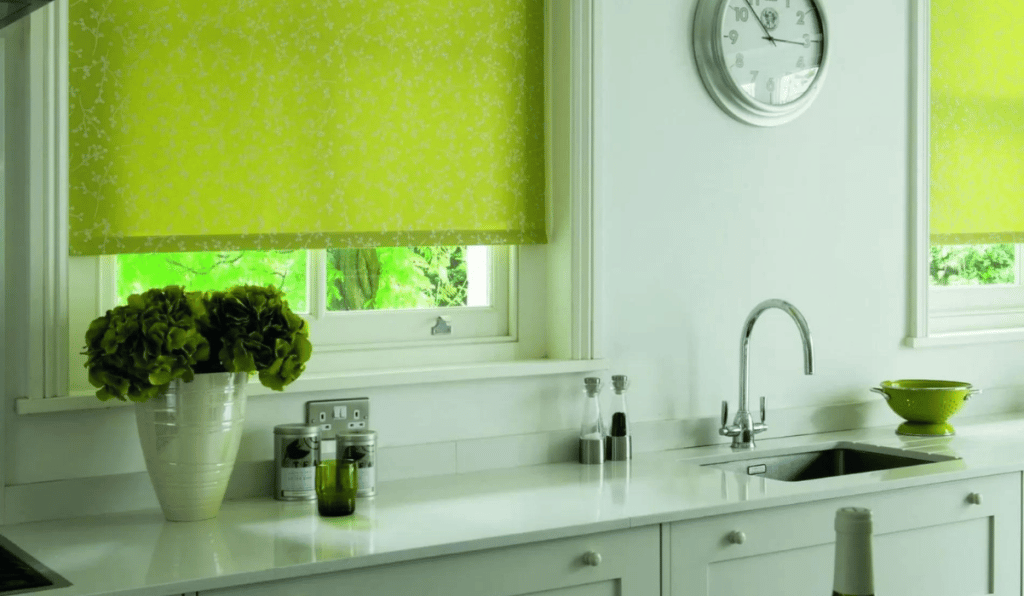 Roller blinds in a kitchen